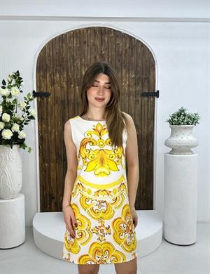 Atlas Kumaş Sırt Detay Rahat Kalıp Tasarım Elbise 