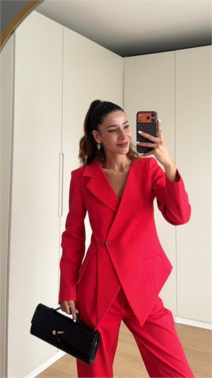 Atlas Kumaş Tasarım İkili Takım Kırmızı