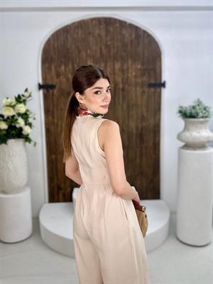 Ayrobin Kumaş Fermuar Detay Tasarım Tulum Krem