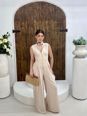 Ayrobin Kumaş Fermuar Detay Tasarım Tulum Krem