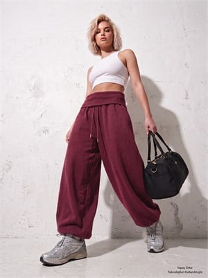 Barrel Fit Eşofman Altı Bordo