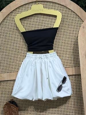 Beli Lastikli Cepli Mini Balon Etek Beyaz