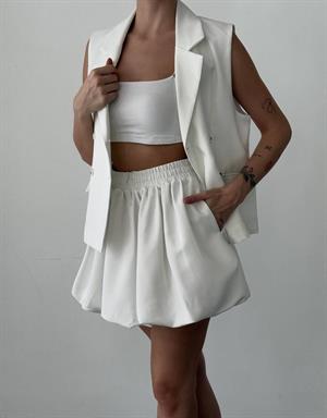 Beli Lastikli Cepli Mini Balon Etek Beyaz