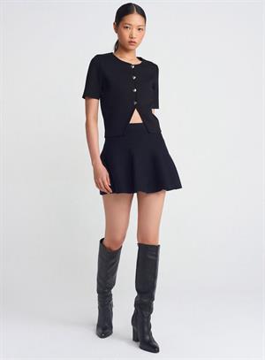 Beli Lastikli Volan Duruşlu Triko Etek 