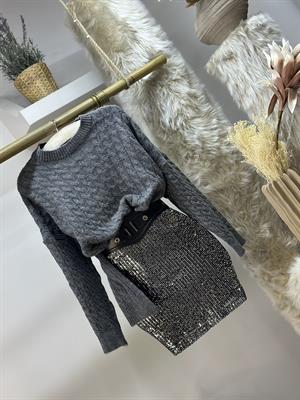 Bisiklet Yaka Örgü  Desen Triko Kazak