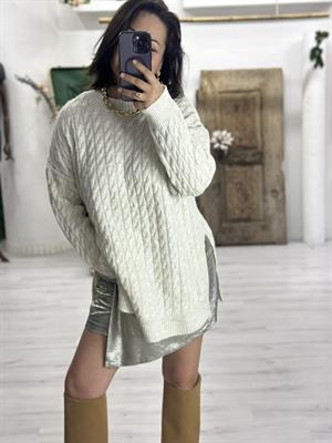 Bisiklet Yaka Örgü  Desen Triko Kazak