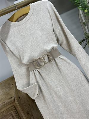 Bisiklet Yaka Rahat Kalıp Basic Uzun Triko Elbise