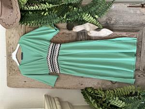 Bürümcük Kumaş Bel Örme Detaylı Rahat Midi Elbise