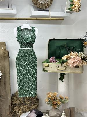 Bürümcük Kumaş Çıtır Desen Crop ve Etek İkili Takım 