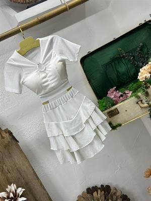 Bürümcük Kumaş Halka Detay Gloplu Crop