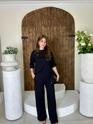 Bürümcük Kumaş Rahat Kalıp Pantolon Salaş Bluz İkili Takım