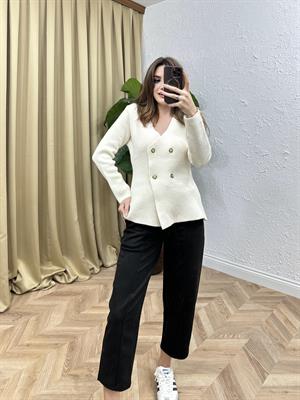 Ceket Form Bel Oturmalı Triko Hırka