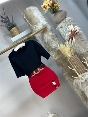 Çelik Dokuma Kumaş Yırtmaç Detay Mini Etek