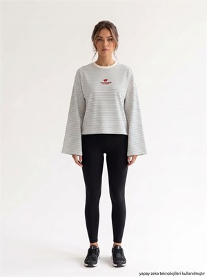 Çizgi Desen Nakışlı Süprem T-shirt Bebe Mavisi