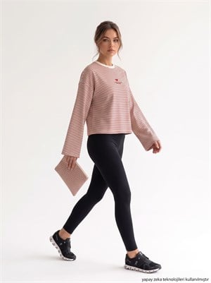Çizgi Desen Nakışlı Süprem T-shirt Bordo