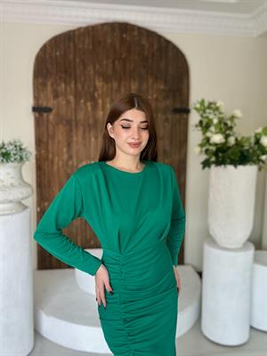 Crep Dokuma Kumaş Drape Detaylı Tasarım Elbise