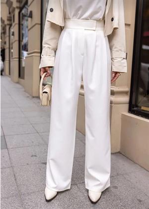 Crep Dokuma Kumaş Pileli Cırtlı Pantolon