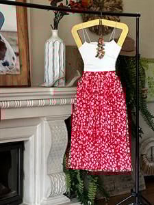 Crep Dokuma Kumaş Pliseli Çiçek Desen Midi Boy Etek 