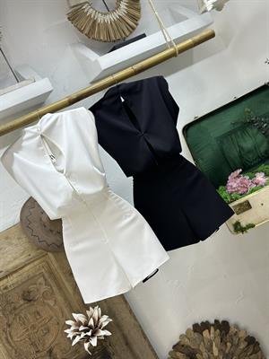 Crep Kumaş Biye Detay Şort Tulum