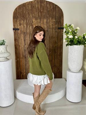 Crep Kumaş Pliseli Şort Etek Beyaz