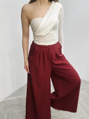 Dubble Kumaş Pile Detay Bel Arkası Lastikli Palazzo Pantolon 