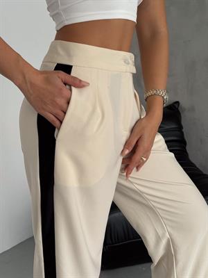 Dubble Kumaş Şeritli Palozzo Pantolon