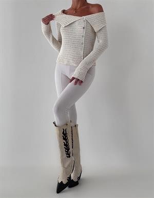 Düşük Omuz Ajur Desen Hırka