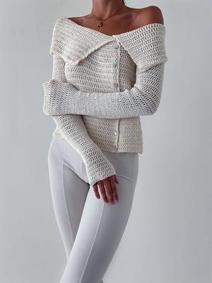 Düşük Omuz Ajur Desen Hırka