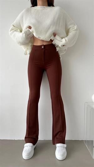 Full Likralı Jakarlı Kumaş Yüksek Bel Pantolon