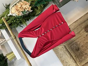 Full Likralı Micro Kumaş Pelerin Kol Sırt Detaylı Düğmeli Tasarım Kırmızı Elbise