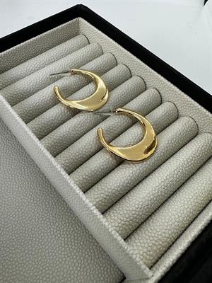 Gold Basic Dokulu Yarım Halka Küpe 