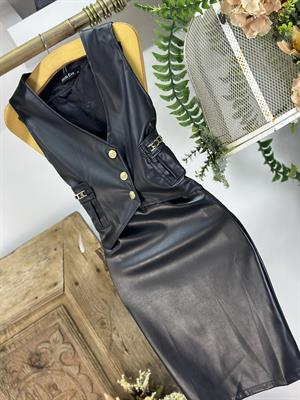 Gold Detaylı Tasarım Deri Yelek