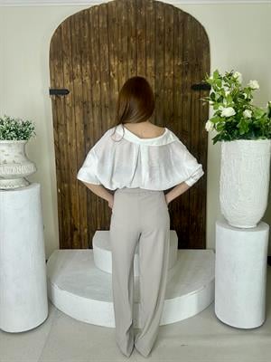 Gold Düğmeli Pileli Palazzo Taş