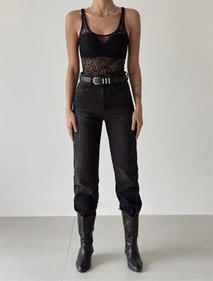 Güpür Siyah Bodysuit  