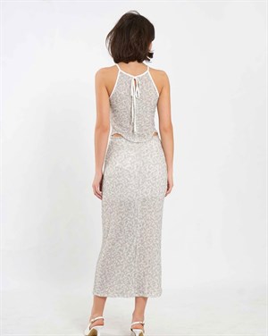 Halter Yaka Dilimli Payet Bluz  