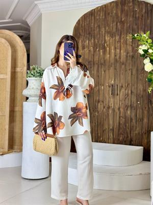 Ham Keten Kumaş Tasarım Rahat İkili Takım