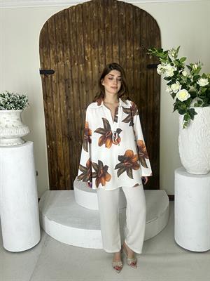 Ham Keten Kumaş Tasarım Rahat İkili Takım