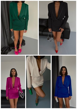 Hürrem Kumaş Dikiş Detay Ceket Elbise