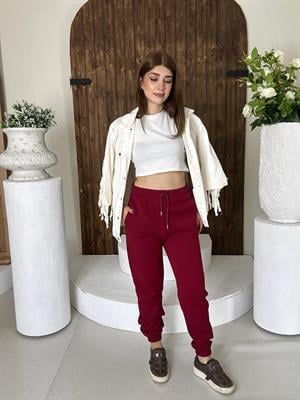 İki İplik Jogger Eşofman Altı Bordo