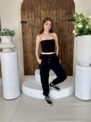 İki İplik Jogger Eşofman Altı Siyah