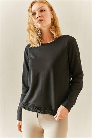 İki İplik Penye Kumaş Altı Bağlamalı Sweatshirt