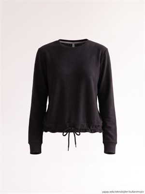 İki İplik Penye Kumaş Altı Bağlamalı Sweatshirt
