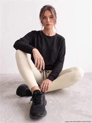 İki İplik Penye Kumaş Altı Bağlamalı Sweatshirt