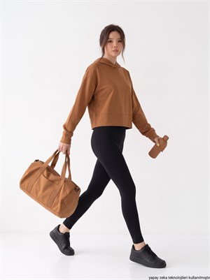 İki İplik Penye Kumaş Kapşonlu Sweatshirt