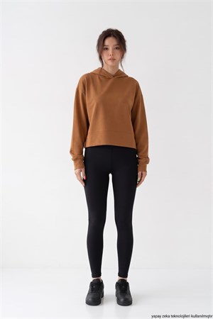 İki İplik Penye Kumaş Kapşonlu Sweatshirt
