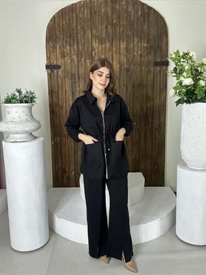 İki İplik Rahat ve Şık İkili Takım Siyah