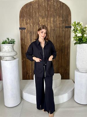 İki İplik Rahat ve Şık İkili Takım Siyah