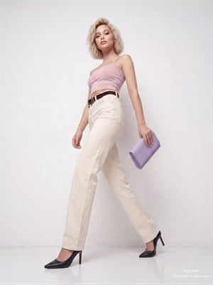 İnce Askılı Göğüs Dolgulu Basic Atlet Crop  Pembe