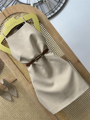 İnce Askılı Rahat Kalıp Mini Elbise Kemer Dahil Değildir  Krem