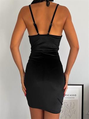 İnci Kadife  Kumaş Asansör Ayarlı Elbise